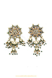 Gold Finished Semi Precious Pearl Kundan Earrings by PTJ
