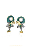 Gold Finished Green AD Earrings By PTJ