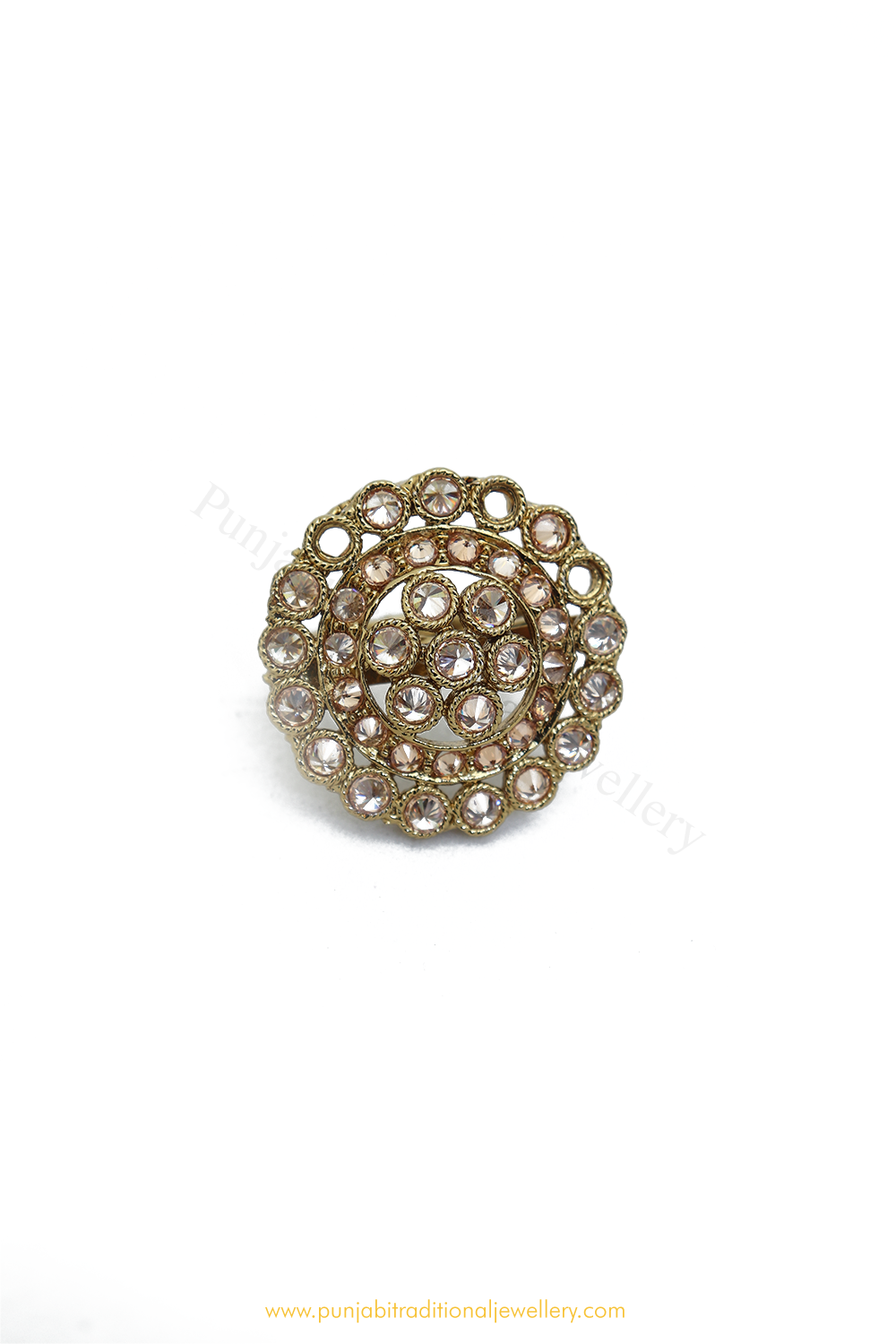 Antique Gold Finished Champagne Stone Ring By PTJ