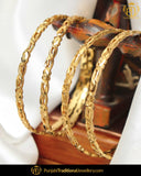 Gold Finished Karra Bangles (Pair)| Punjabi Traditional Jewellery Exclusive
