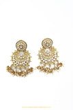 Gold Finished Pearl Kundan Earrings by PTJ