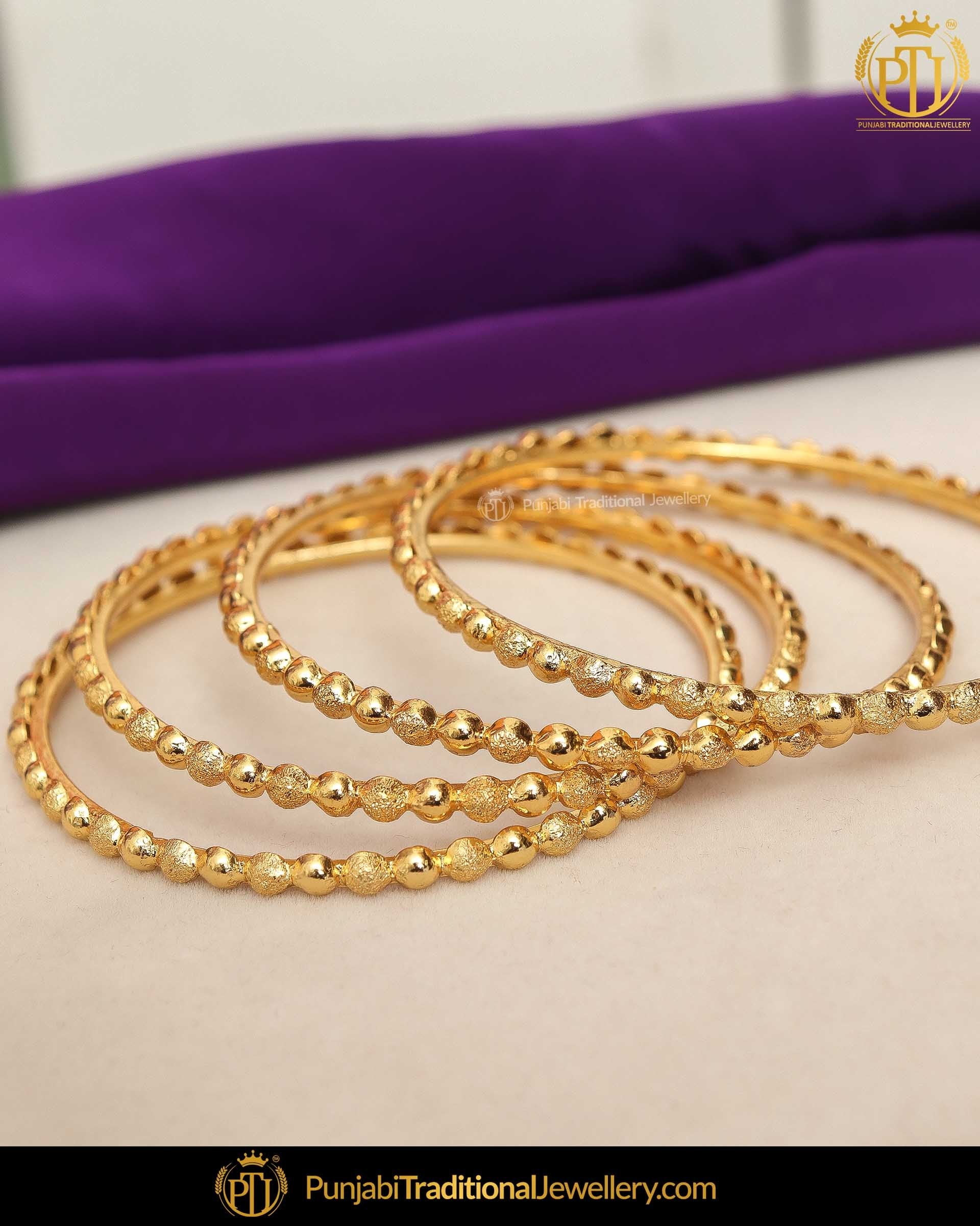 Gold Finished Karra Bangles (Pair)| Punjabi Traditional Jewellery Exclusive