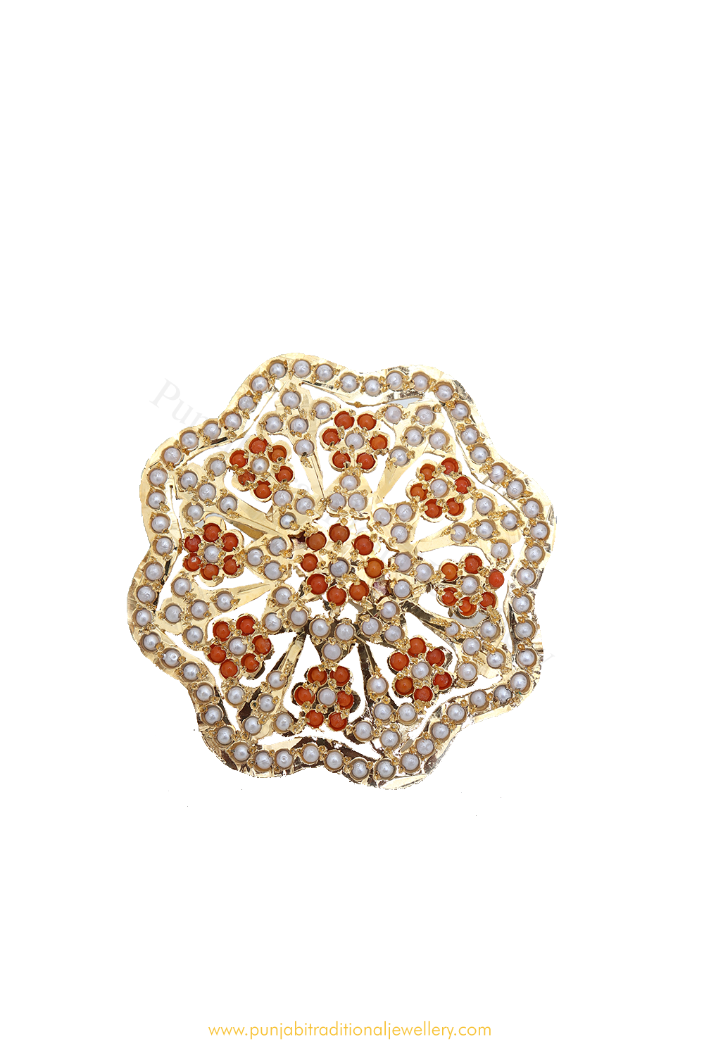 Gold Finished Monga Jadau Ring By PTJ