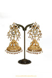 Gold Finished Rubby Kundan Jhumki Earrings by PTJ