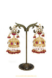 Gold Finished Rubby Kundan Jhumki Earrings by PTJ
