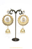 Gold Finished Kundan Pearl Earrings by PTJ