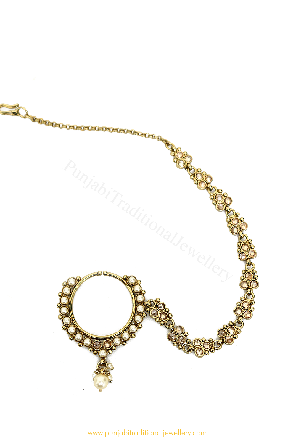 Antique Gold Plated Champagne Stone  Nath By PTJ