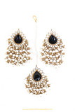 Gold Finished Black kundan Earrings Tika By PTJ
