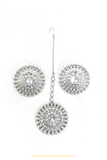 Silver Finished Polki Studs & Tikka Set By PTJ