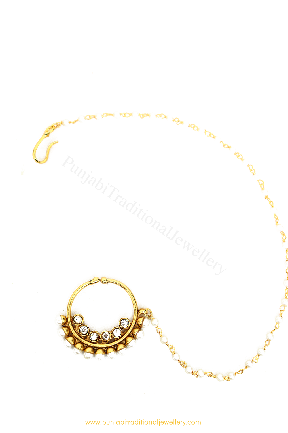 Antique Gold Plated Polki Nath By PTJ