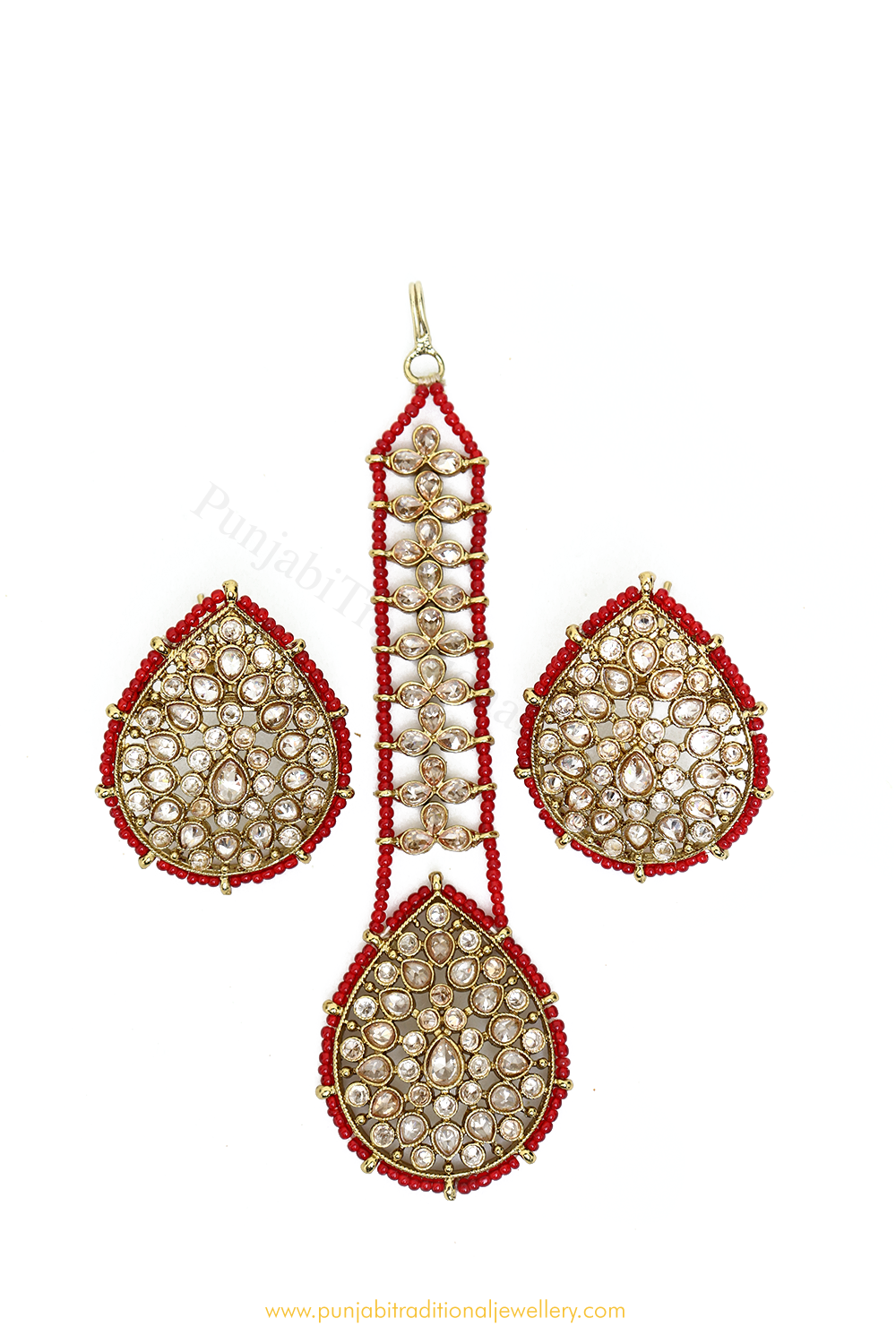 Champagne Stone Rubby Studs & Tikka Set By PTJ