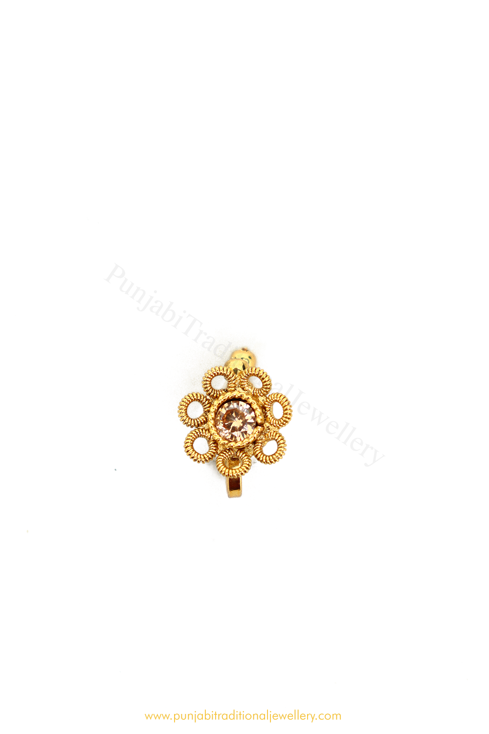 Gold Finished Polki Nose Pin By PTJ