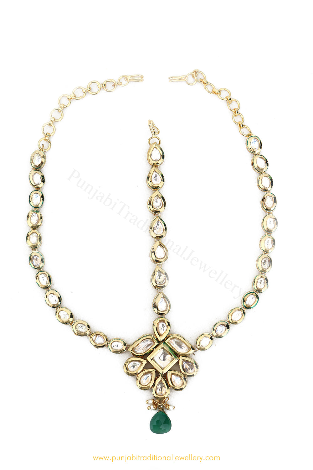 Gold Finished Emerald Kundan Matha Patti By PTJ Exclusive