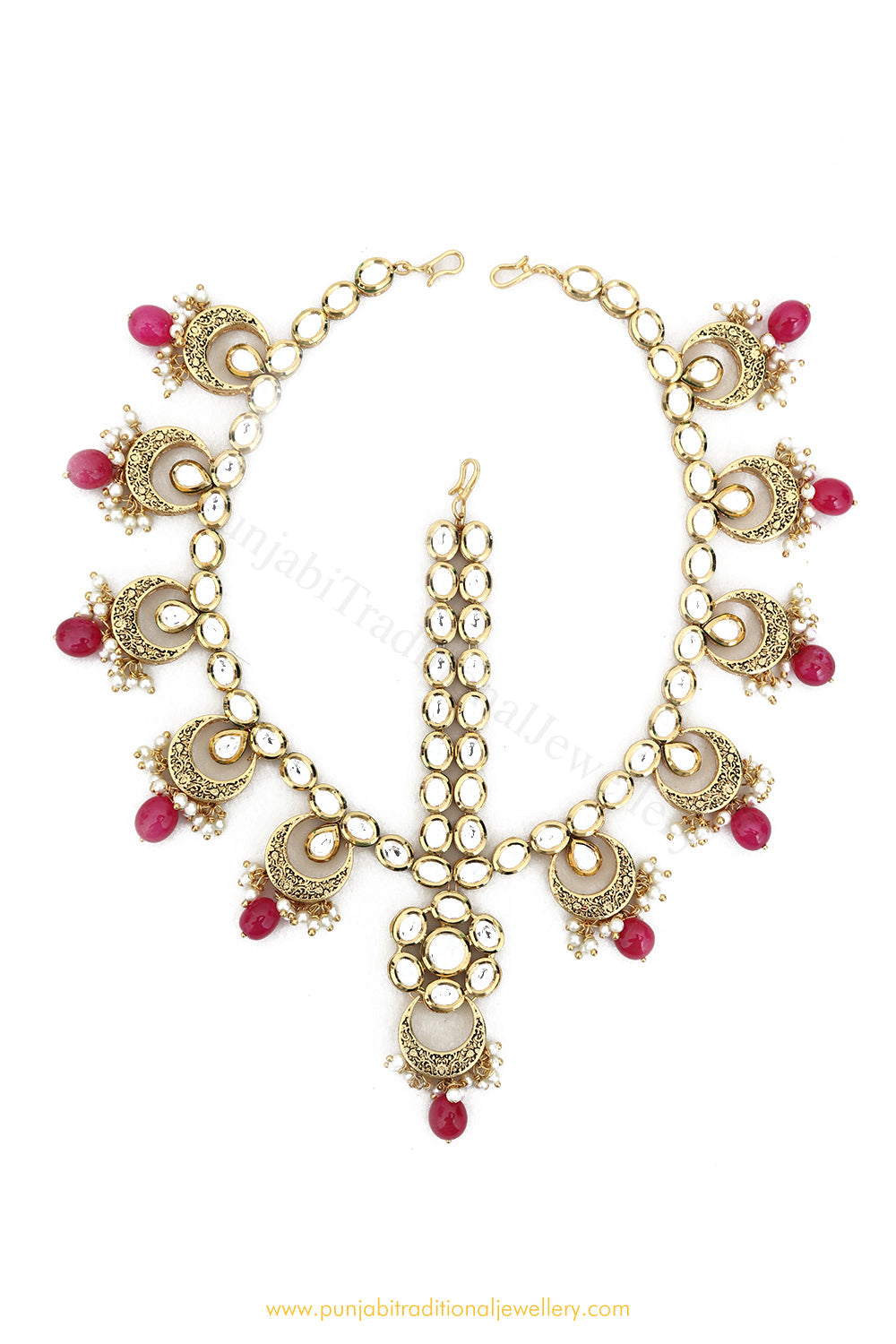 Gold Finished Rubby Kundan  Matha Patti By PTJ Exclusive