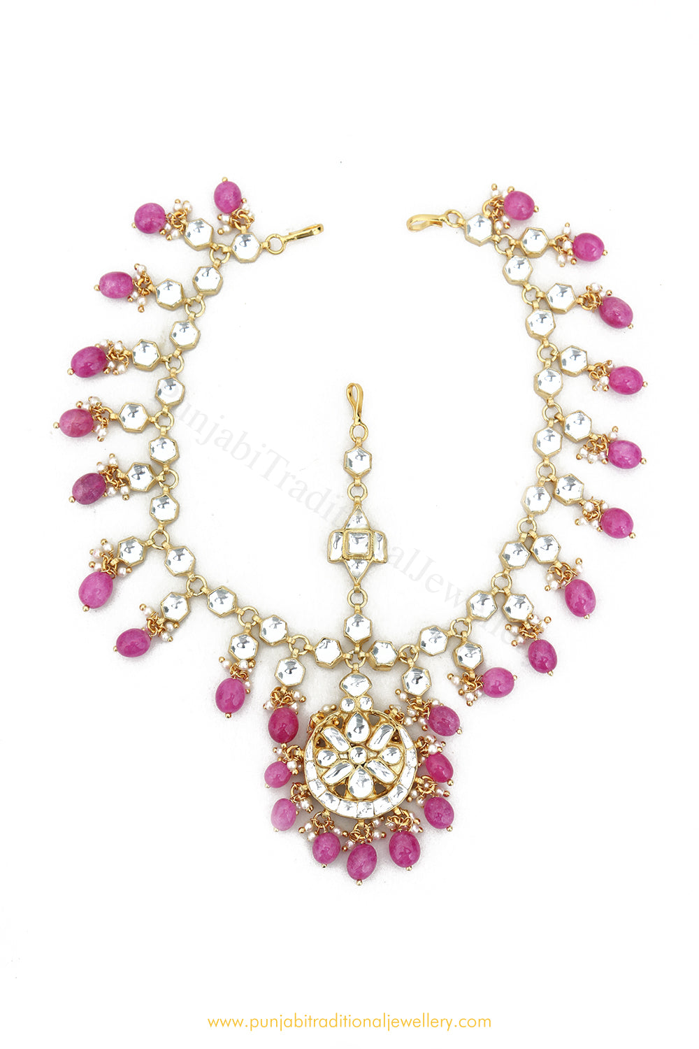 Gold Finished Rubby Kundan Matha Patti By PTJ Exclusive