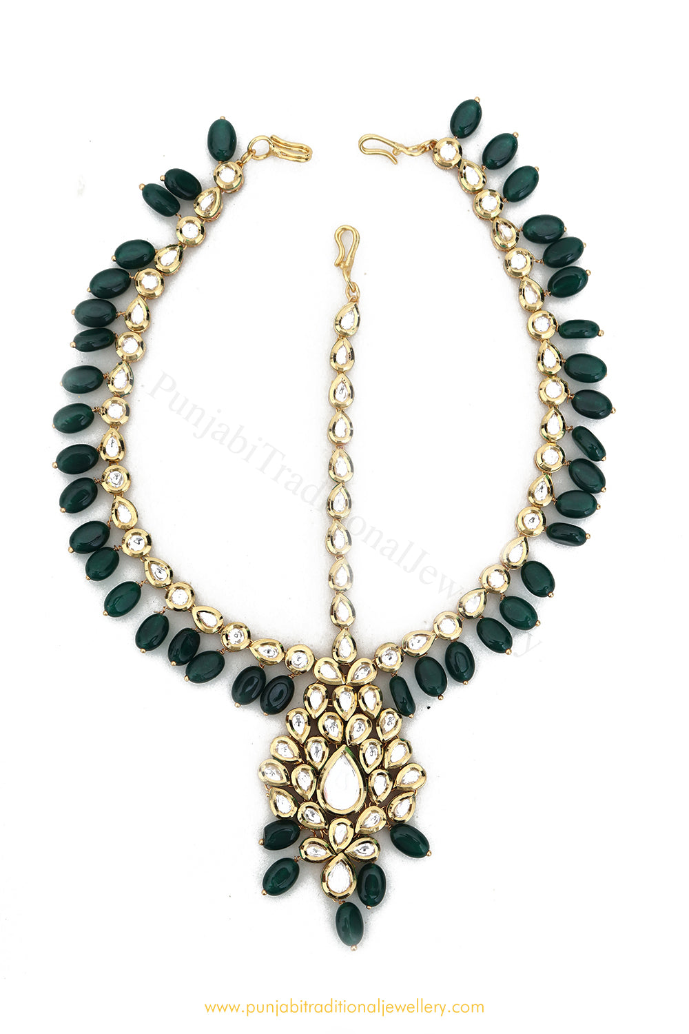 Gold Finished Emerald Kundan Matha Patti By PTJ Exclusive