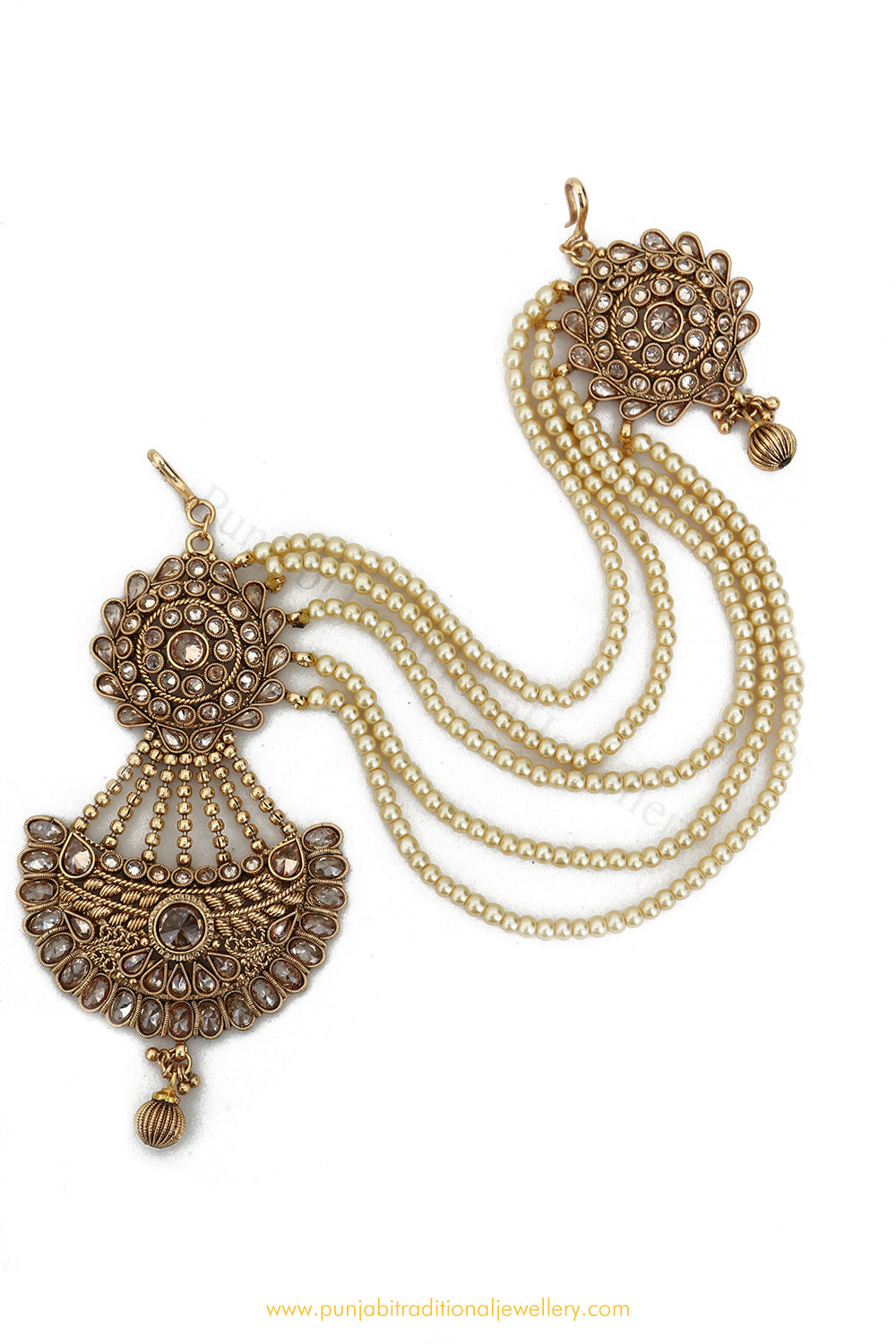 Antique Gold Finished Champagne Stone Matha Patti By PTJ Exclusive