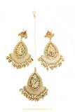 Gold Finished Navratan Jadau Earring Tikka Set By PTJ