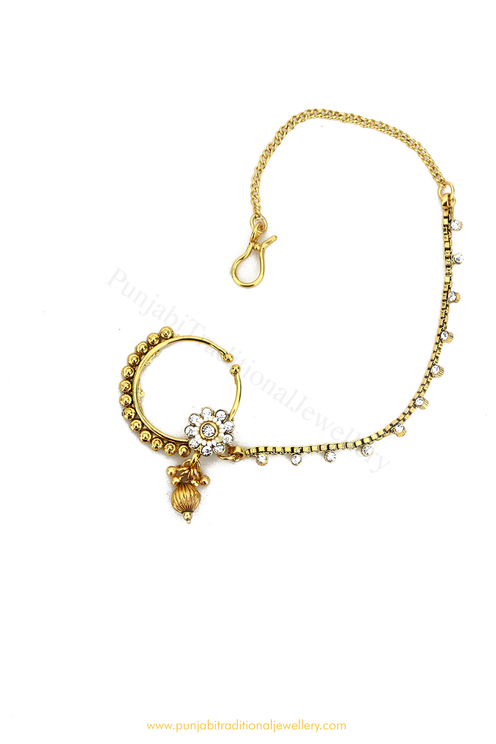Antique Gold Finished Polki Nath By PTJ