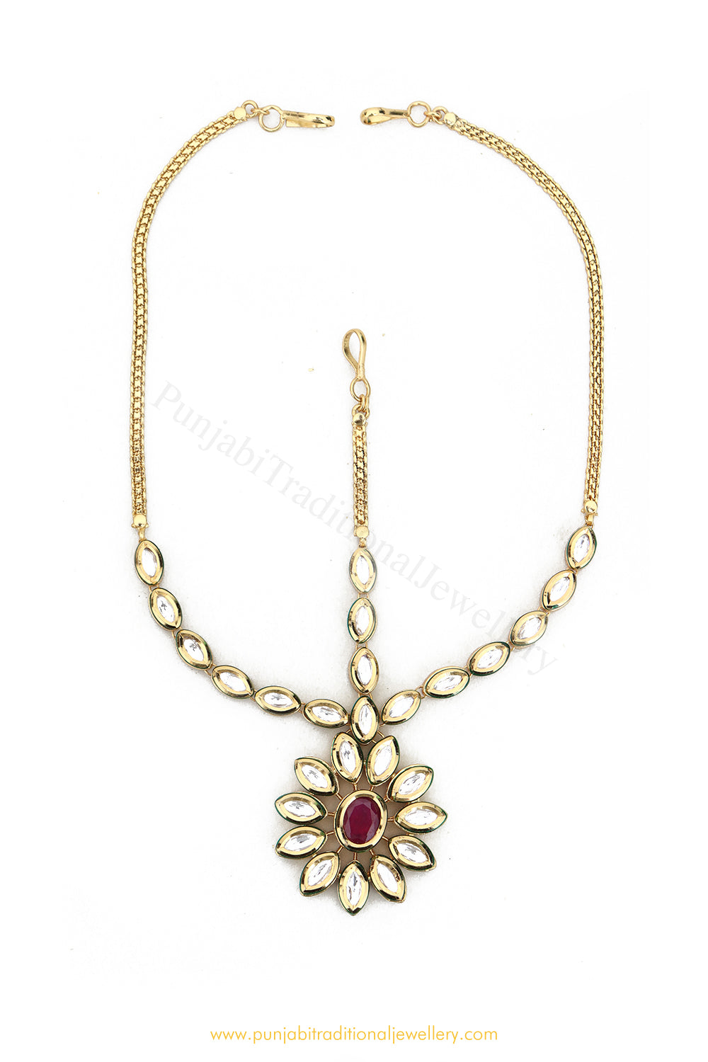 Gold Finished Kundan Rubby Matha Patti By PTJ Exclusive