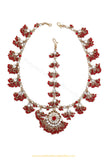 Gold Finished Red Stone Matha Patti By PTJ Exclusive