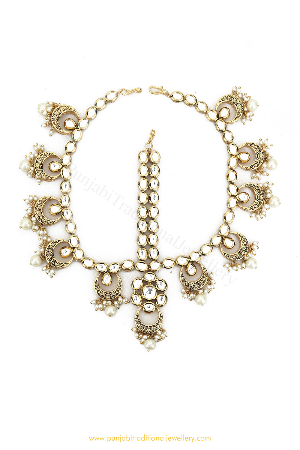 Gold Finished Pearl Kundan Matha Patti By PTJ Exclusive