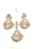 Gold Finished Pippal Patti kundan Earrings Tika By PTJ
