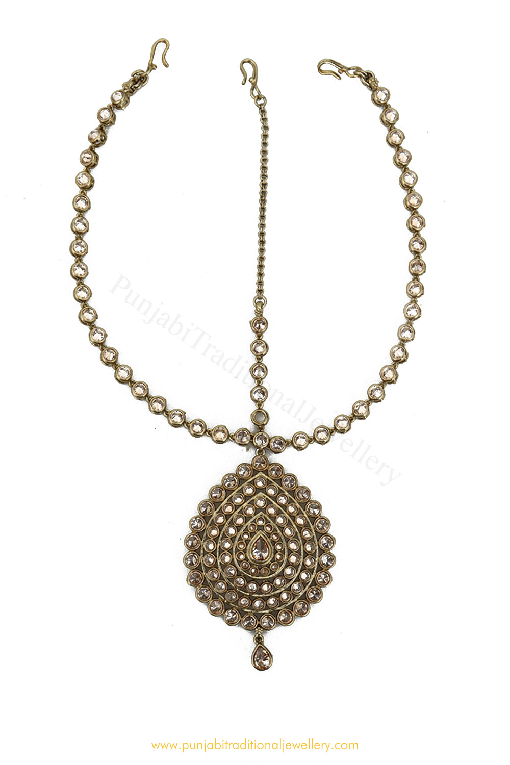 Antique Gold Finished Champagne Stone Matha Patti By PTJ Exclusive