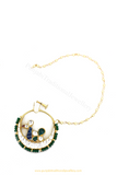 Gold Finished Emerald Kundan Nath By PTJ