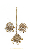 Antique Gold Finished Champagne Stone Studs  & Tikka Set By PTJ