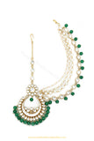 Gold Finished Emerald Kundan Matha Patti By PTJ Exclusive