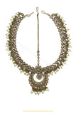 Antique Gold Finished Pearl Champagne Stone Matha Patti By PTJ Exclusive