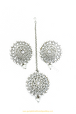 Silver Polki  Studs & Tikka Set By PTJ