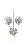 Silver Polki  Studs & Tikka Set By PTJ