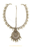Antique Gold Finished Pearl Champagne Stone Matha Patti By PTJ Exclusive