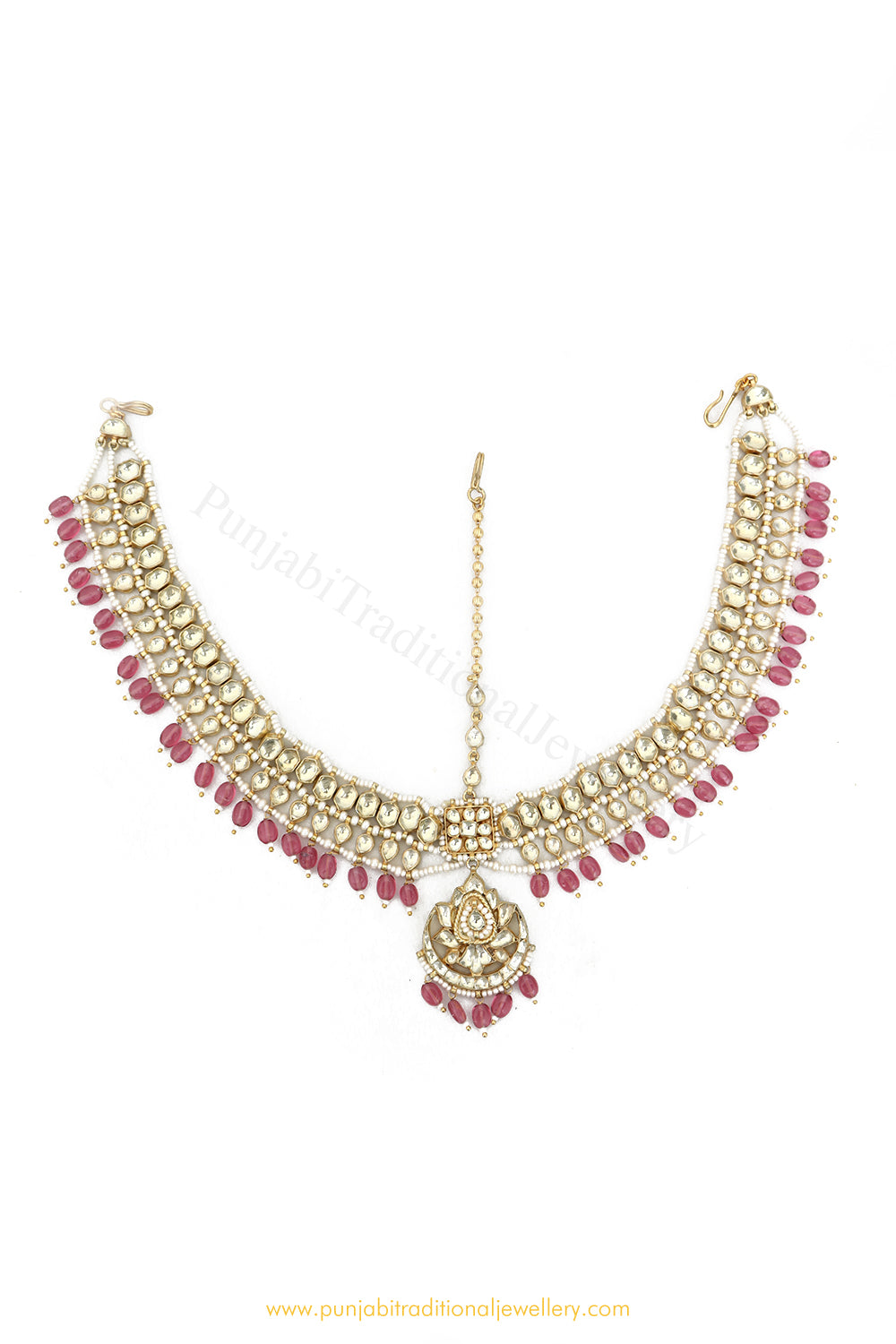Gold Finished Rubby Kundan Matha Patti By PTJ Exclusive