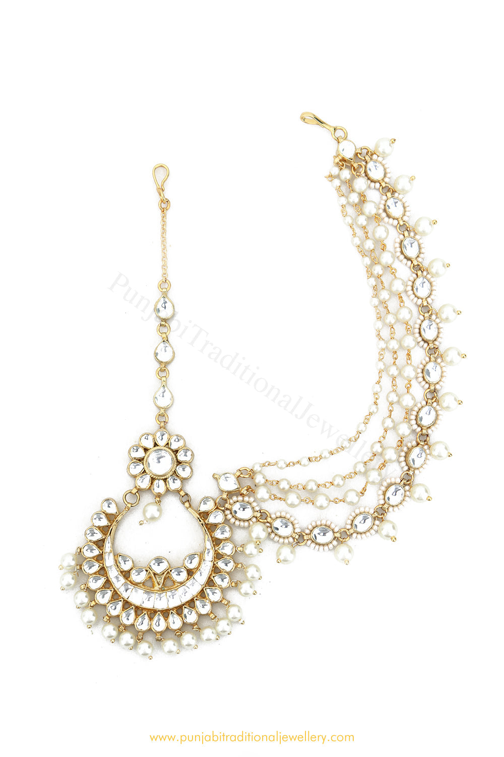 Gold Finished Pearl Kundan Matha Patti By PTJ Exclusive