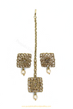 Champagne Stone Pearl Studs & Tikka Set By PTJ
