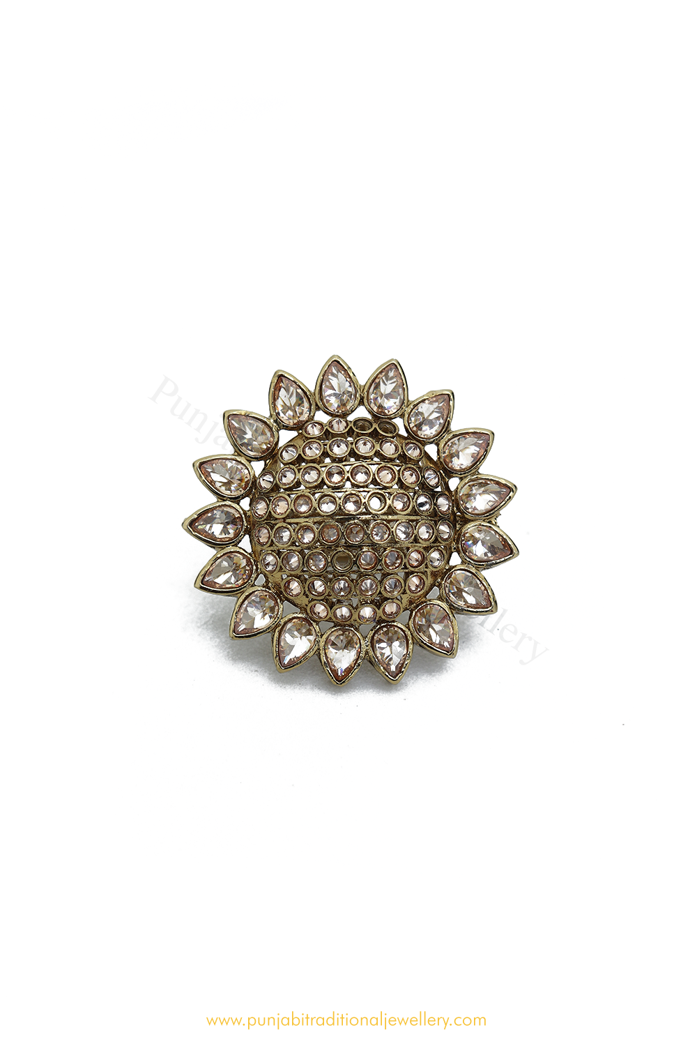 Antique Gold Finished Champagne Stone Ring By PTJ