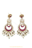 Gold Finished Kundan Rubby Earrings by PTJ