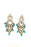 Gold Finished Firoza Kundan Earrings By PTJ