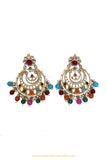 Gold Finished Kundan Navratan Earrings by PTJ