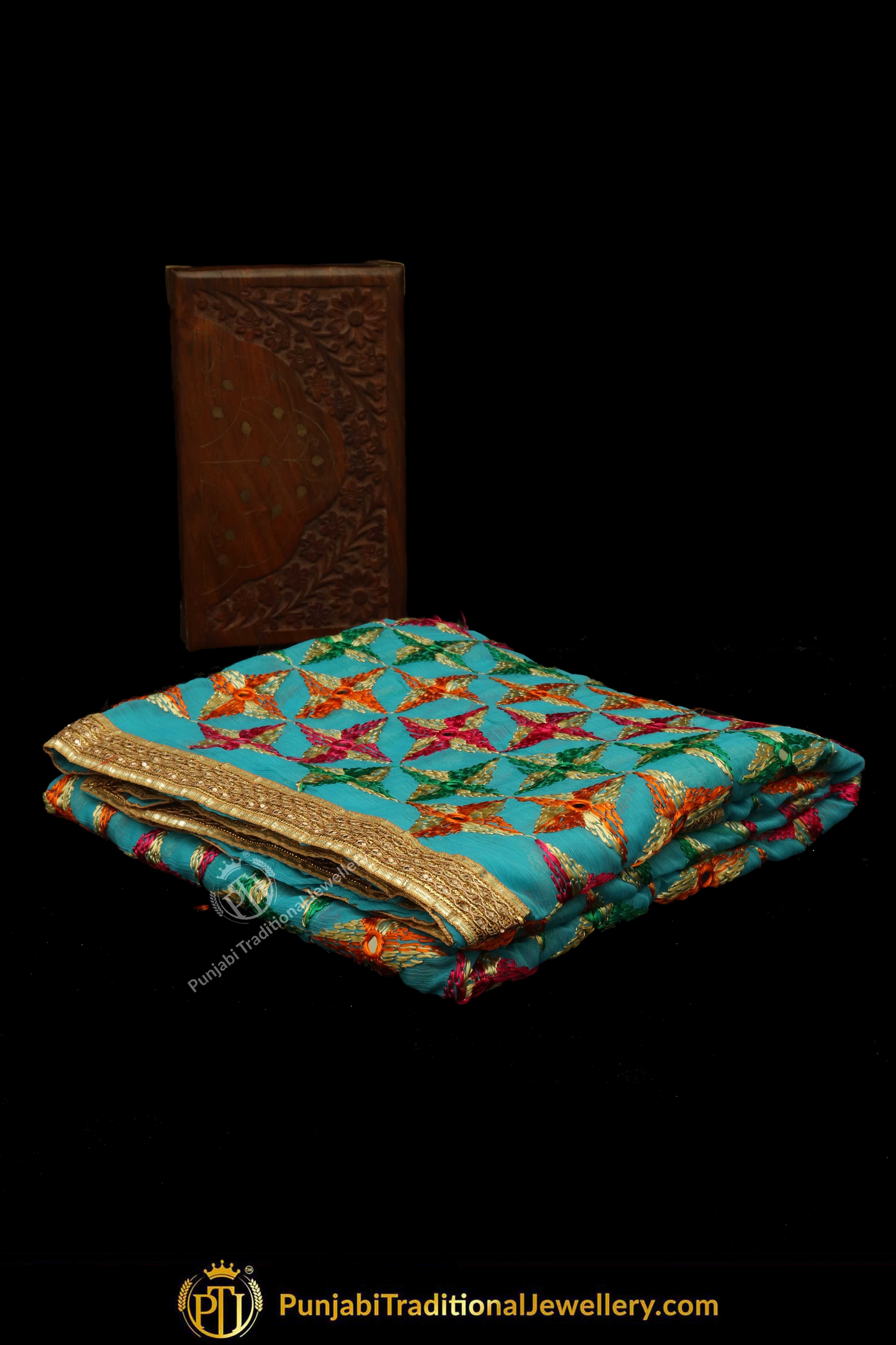 Multi Color Pure Phulkari Dupatta By Punjabi Traditional Jewellery
