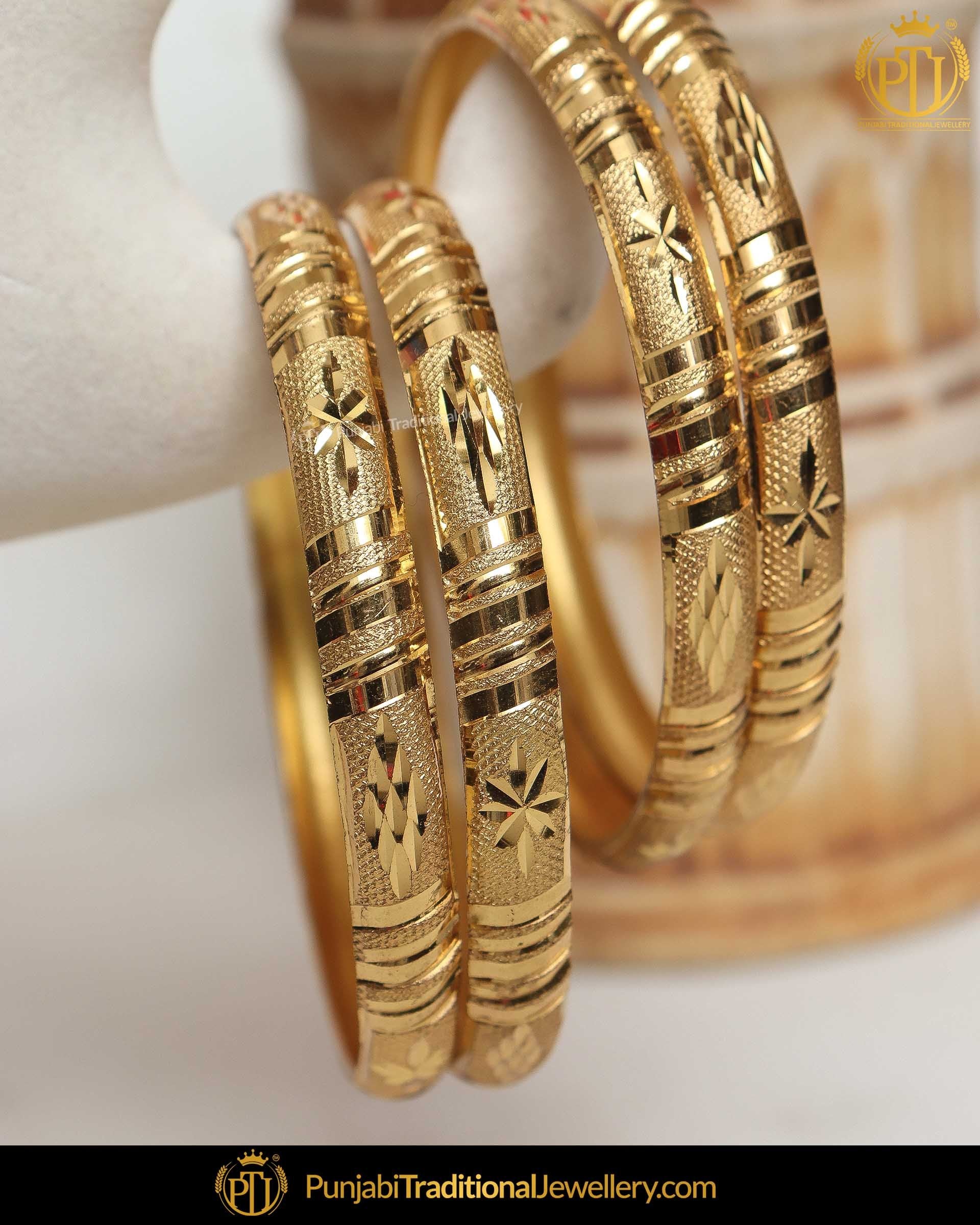 Gold Finished Karra Bangles (Pair)| Punjabi Traditional Jewellery Exclusive