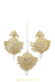 Gold Finished Earrings & Tikka Set by PTJ