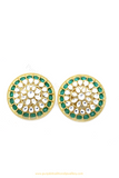 Gold Finished Emerald Kundan Studs By PTJ