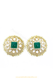 Gold Finished Emerald Kundan Studs By PTJ