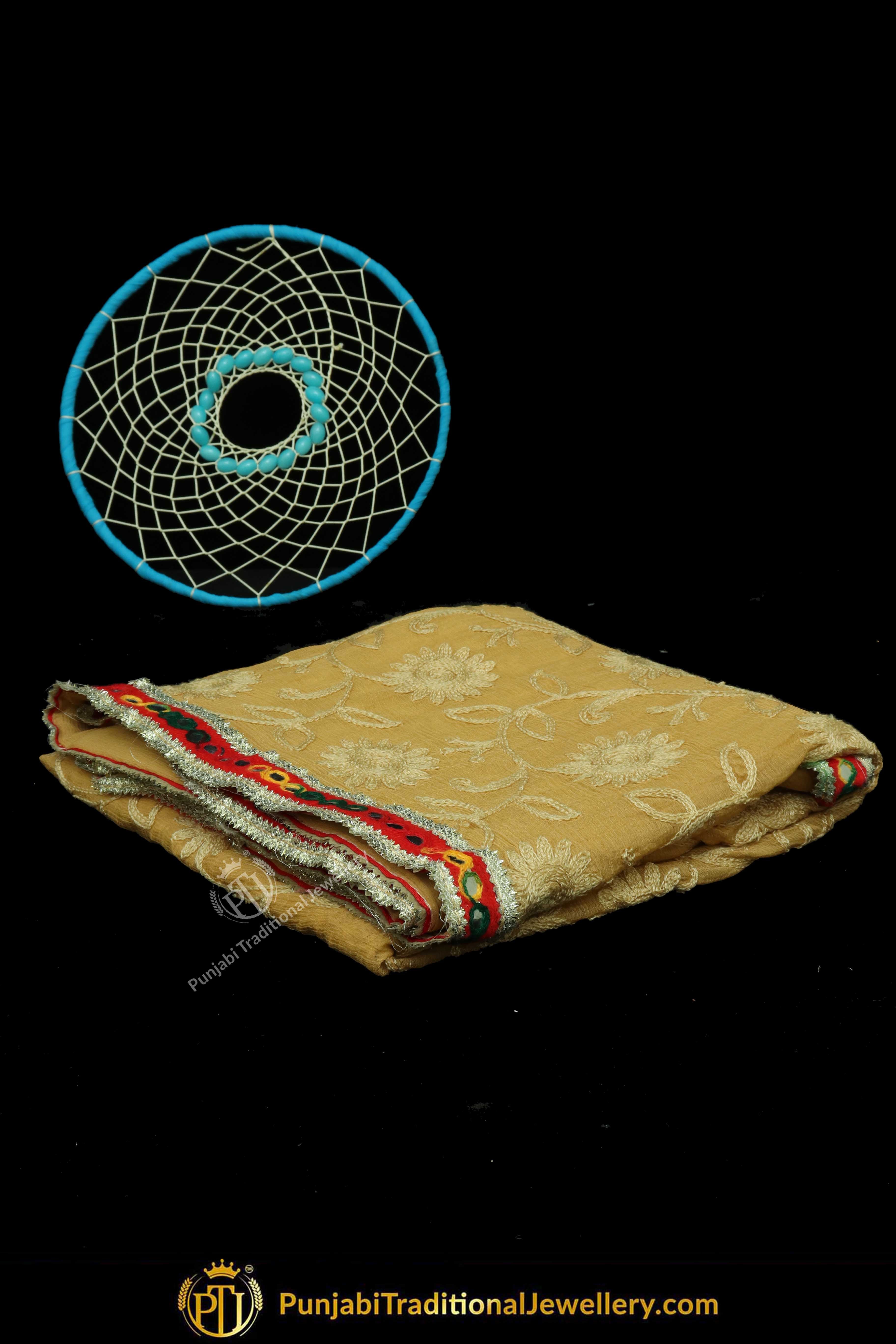 White Color Pure Phulkari Dupatta By Punjabi Traditional Jewellery