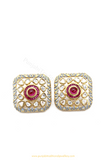 Gold Finished Rubby Kundan Studs By PTJ