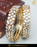 Gold Finished Kundan Openable Karra Bangles (Pair)| Punjabi Traditional Jewellery Exclusive
